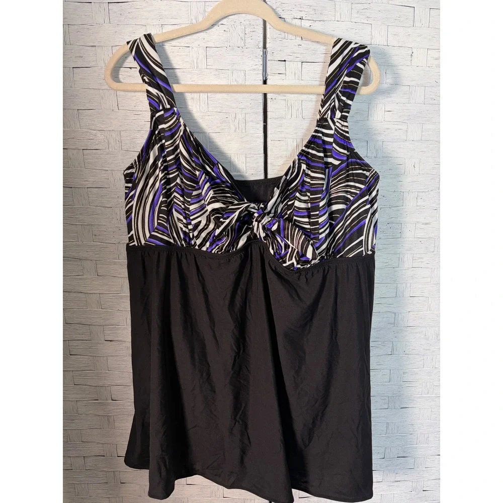 Robby Len Womens SwimDress Gold Abstract Print One Piece Swimsuit Plus size